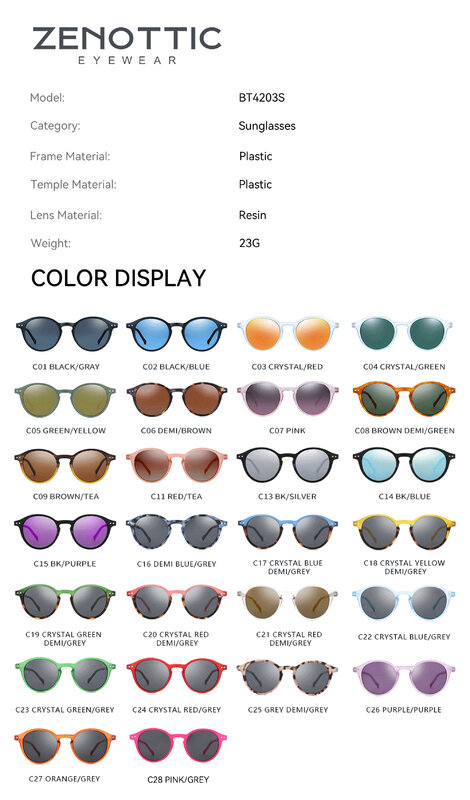 ZENOTTIC kacamata terpolarisasi Retro Pria Wanita, kacamata UV400 bingkai bulat kecil Vintage 2023 2024