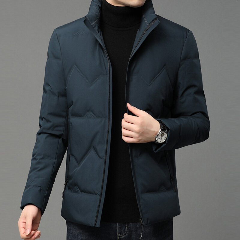 Pop-Chaqueta de plumón con capucha para hombre, chaqueta cálida de invierno con cremallera gruesa, acolchada, de alta calidad