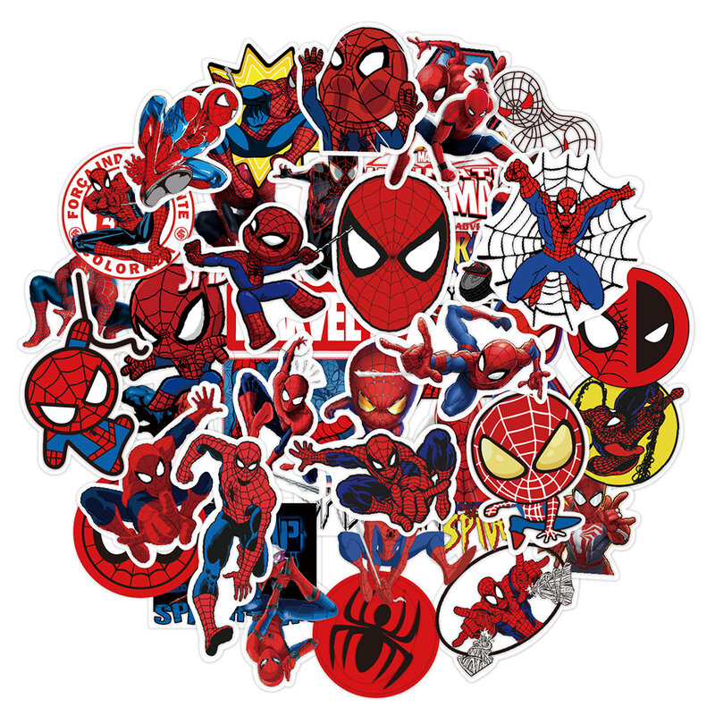 Pegatinas de dibujos animados de Disney Marvel para niños, Superhéroes, Spiderman, botella de agua, monopatín, portátil, 10/30/50 piezas