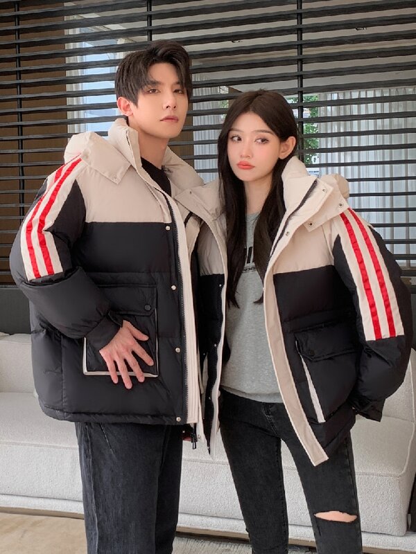 Couple Winter Warm Korean Casual Loose High Street Hooded Down Coat 2023 New Arrivals Women Men's 90% White Duck Down Jackets