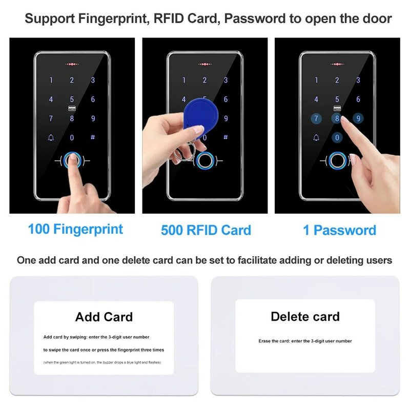 IP68 Waterproof Biometric Fingerprint Access Control System RFID Reader Standalone Access Controller with Touch Screen Panel