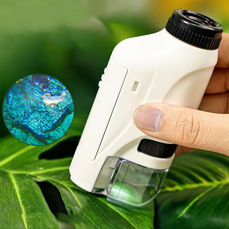 Microscópio portátil Handheld do bolso Microscópio exterior do campo, experiências para estudantes, projeto de pesquisa, 60X-120X