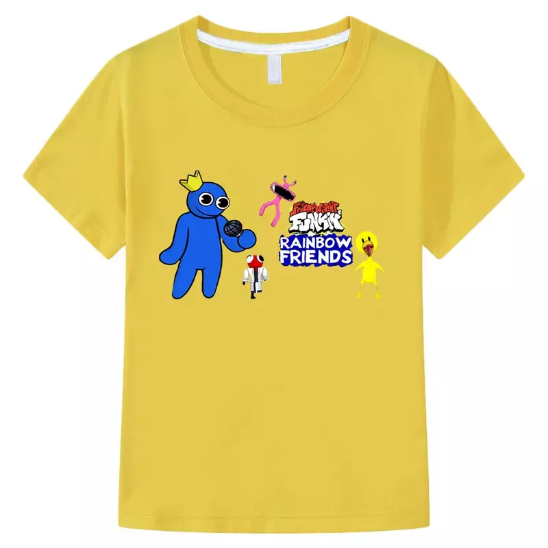 Rainbow Friends t-shirt Anime estetika cetak Fashion Manga Tshirt 100% katun anak laki-laki/Perempuan Tee-shirt lengan pendek T Shirt