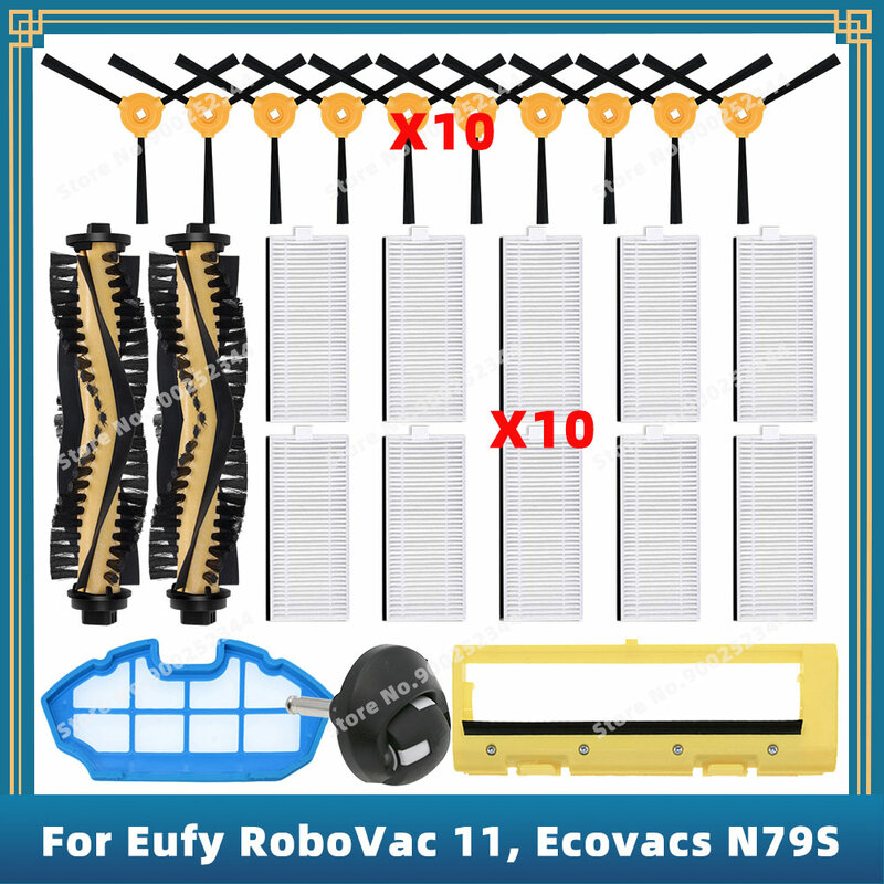 Ecovacs N79S Peças sobressalentes, Escova lateral principal, Filtro Hepa, Compatível para Cecotec Conga Excellence 990, Robovac 11, 11C
