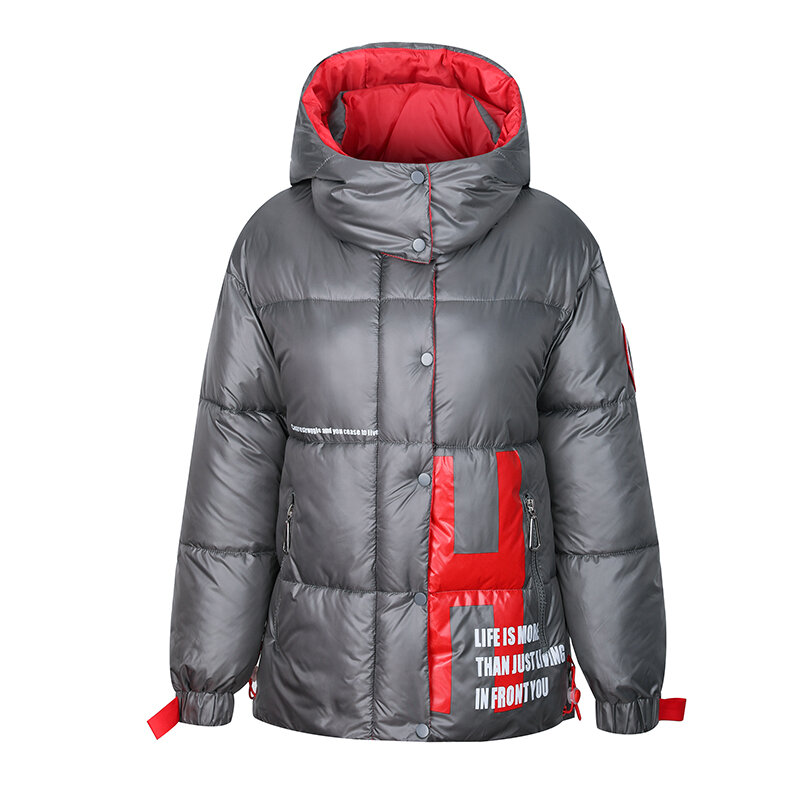 Abrigo grueso con capucha para mujer, Parkas cortas cálidas, abrigos de invierno, chaqueta acolchada, abrigo holgado informal