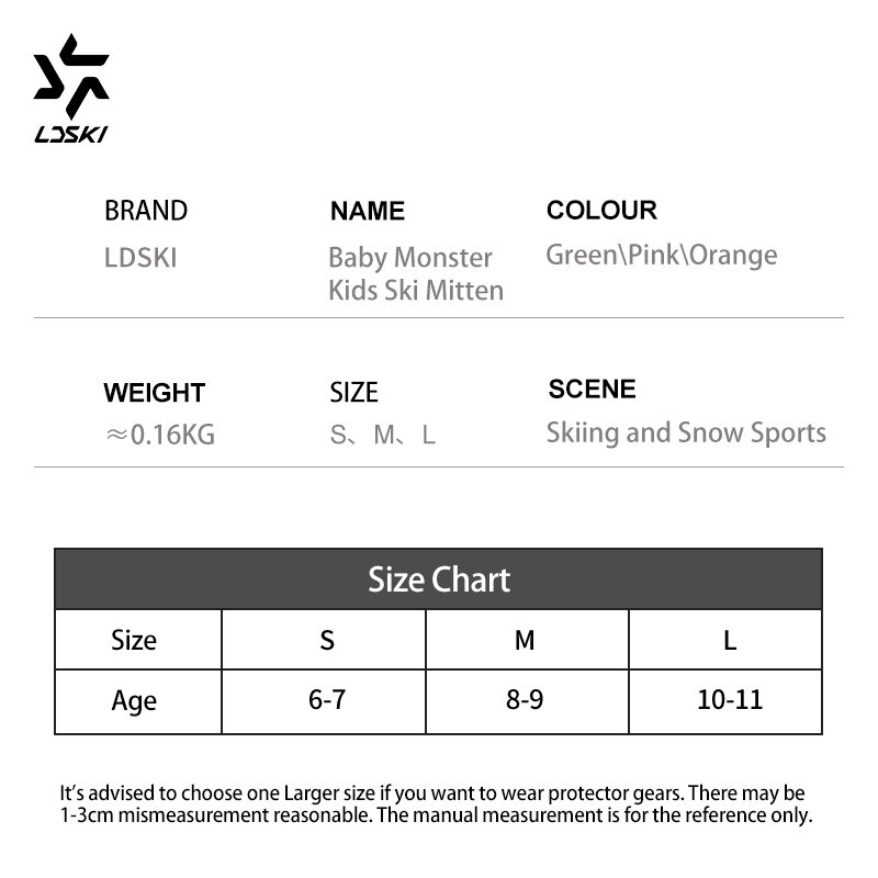 LDSKI ถุงมือเล่นสกีเด็กป้องกันความร้อนฉนวนซิปจมูกเช็ดฤดูหนาว Warm Mittens สโนว์บอร์ดอุปกรณ์เสริม