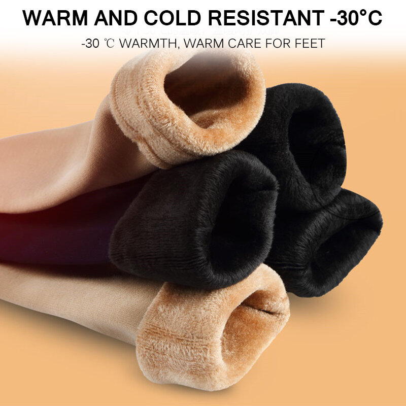 Meias de veludo feminino inverno quente engrossar térmica macio casual retro koude deslizamento cor sólida lã cashmere casa botas neve chão meia