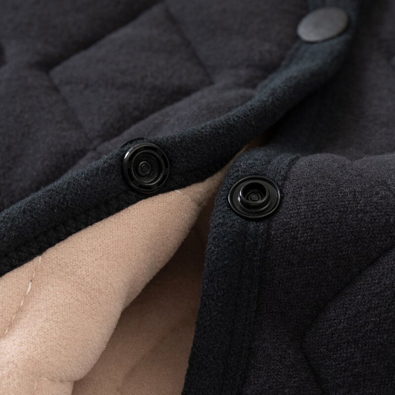Colete básico acolchoado de algodão masculino, jaqueta sem mangas, velo quente, decote em V, monocromático, moda casual masculina, outono, inverno, MJ02