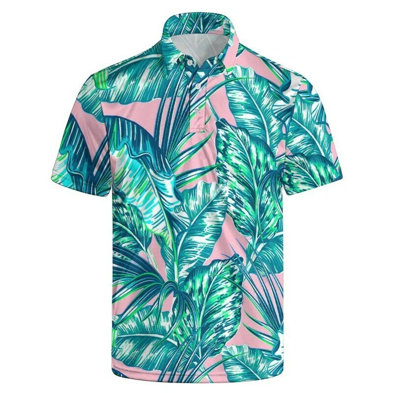 하와이 남성용 폴로 셔츠, 3D 프린트, 재미있는 고품질 남성 의류, 여름 캐주얼 반팔, 루즈 오버사이즈 셔츠 상의 티