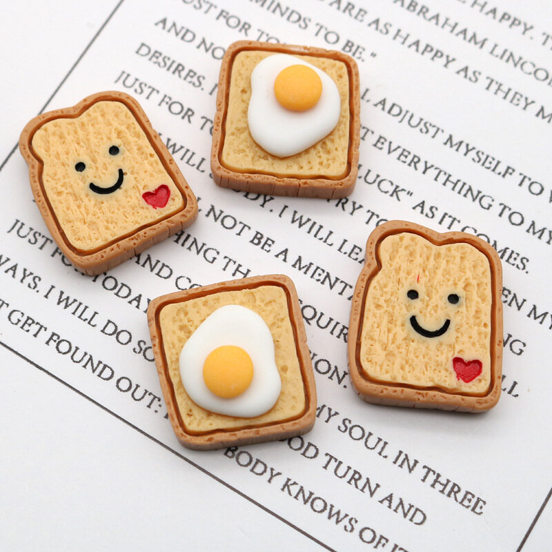 10Pcs เรซิ่นประดับไข่ Toast DIY วัสดุ Charms สำหรับเครื่องประดับทำสมุดโน๊ตบุ๊คตกแต่ง