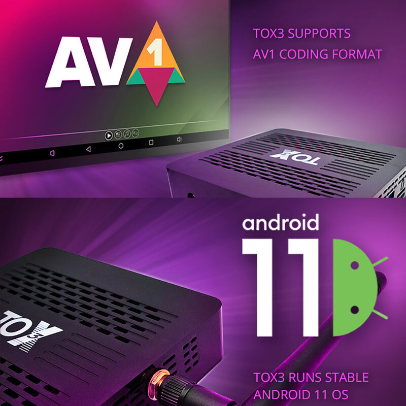 TOX3 Smart TV Box Android 11 4GB 32GB dengan Amlogic S905X4 2T2R Dual Wifi 1000M Internet BT4.1 Mendukung AV1 4K DLNA Media Player