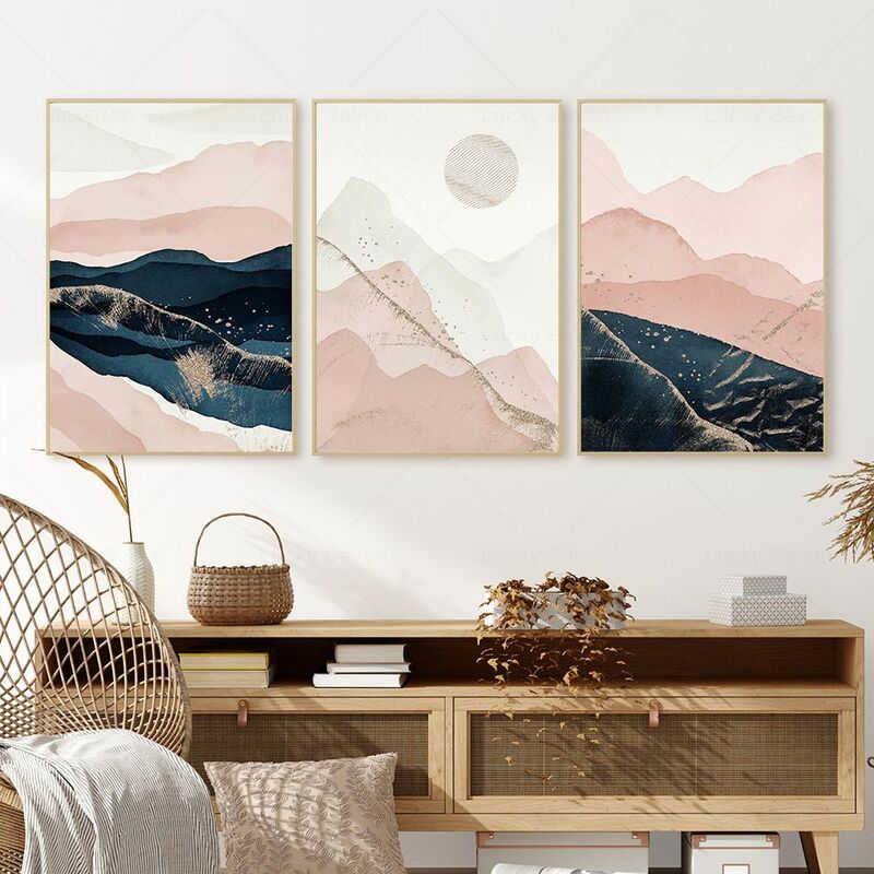 Abstrato paisagem rosa morandi pintura da lona em aquarela nordic posters e impressões fotos de parede para sala estar decoração casa