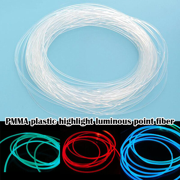 Long 1M PMMA Side Glow Optic Fiber Cable 1.5mm/2mm/3mm Diameter For Car LED Lights Bright