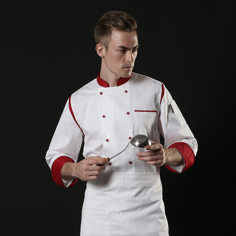 Jaqueta Chef profissional para cozinha, roupa respirável trabalho, Chef T-shirt, uniforme, Workwear, blusa, outono e inverno