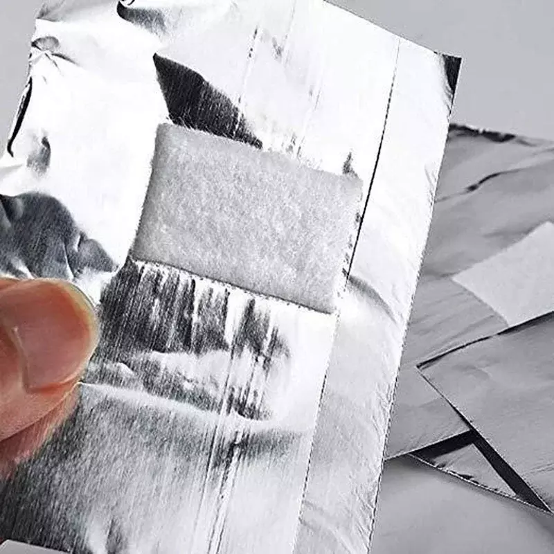 100 Buah Penghilang Handuk Kuku Kertas Timah Aluminium Foil Seni Kuku Rendaman Pemoles Kuku Alat Pedikur Manikur Pembungkus Mudah Pembersih