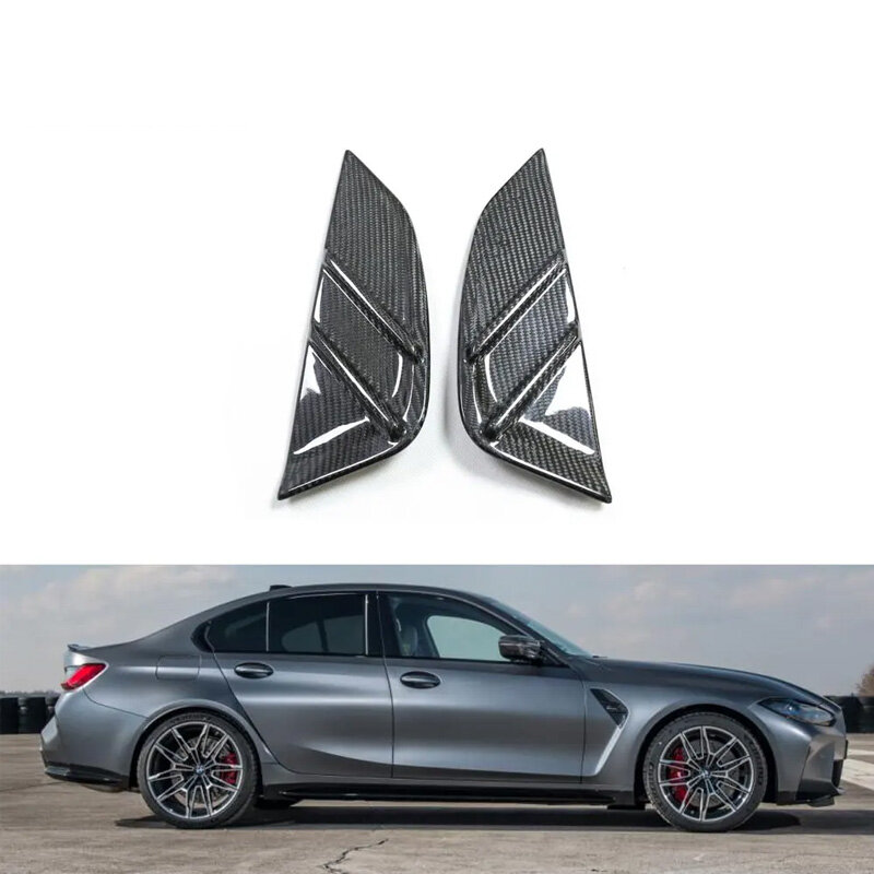 Guardabarros de fibra de carbono para coche, cubierta decorativa para BMW G80 M3 Sedan 2021 2022, Kit de cuerpo de ala de conducto de parachoques lateral, cubierta de alerón de moldura
