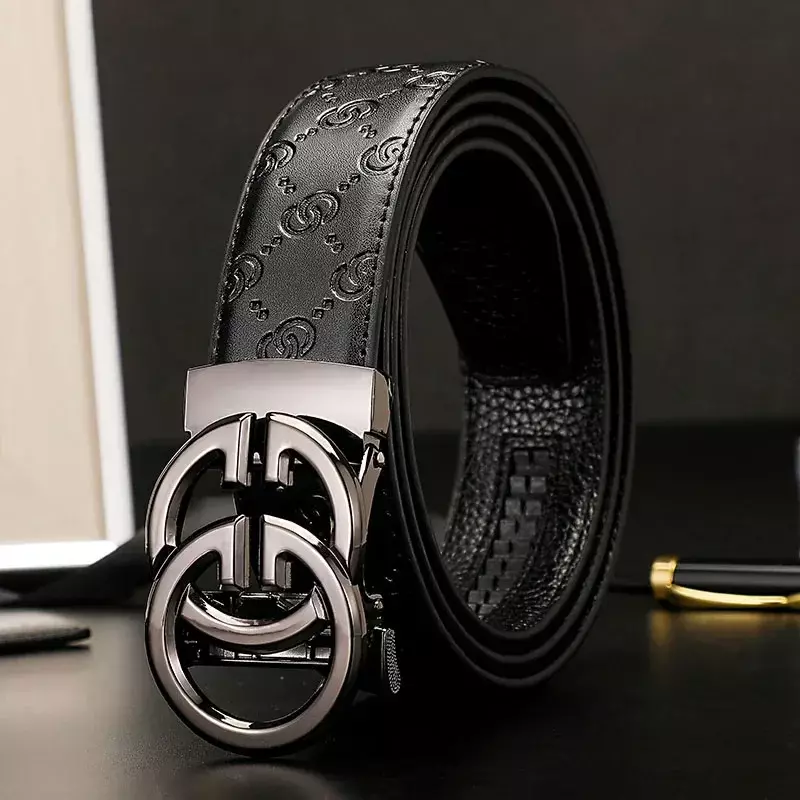2024 New Men's G-belt Men Smooth Buckle All Fashion Casual Young Men Leather Jeans Belt