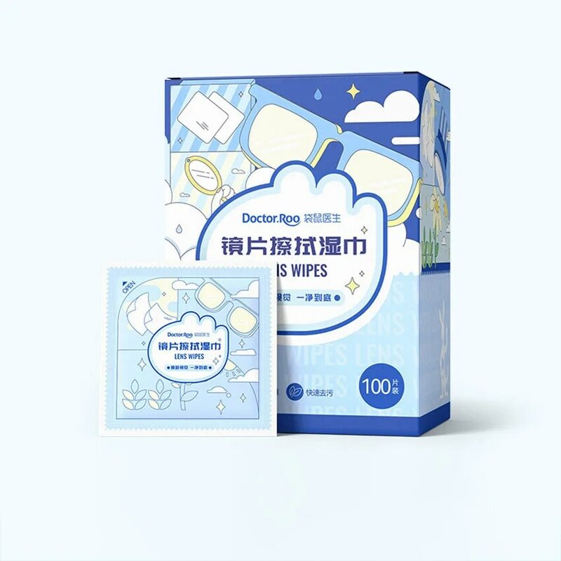 100 pieces Lens Wiping Wipes Independent Packaging Disposable Wiping Cloth Lenses Mobile Phones Clean Glasses Cleaning Wipes