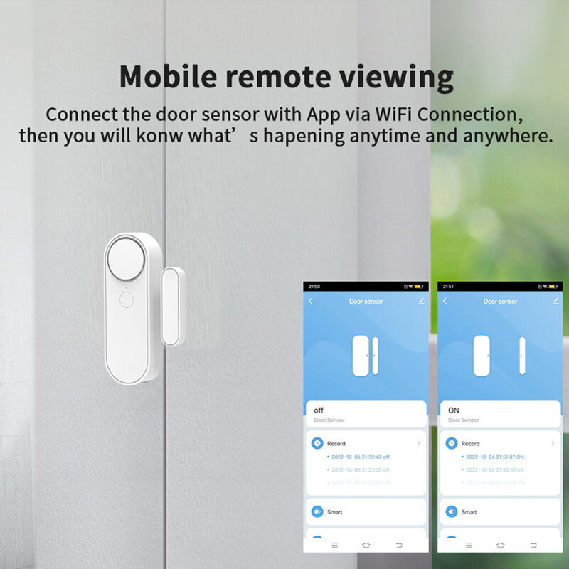 Sensor inteligente WiFi para puerta y ventana, Detector abierto/cerrado para el hogar, funciona con Alexa, Google Home, Tuya, APP