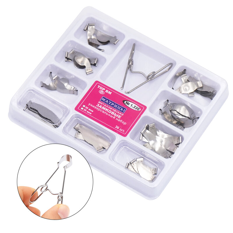 Dental Sectional Contoured Metal Matrices Matrix with Springclip No.1.330 Band Resin Clamping/Seperating Ring Dentist Tools