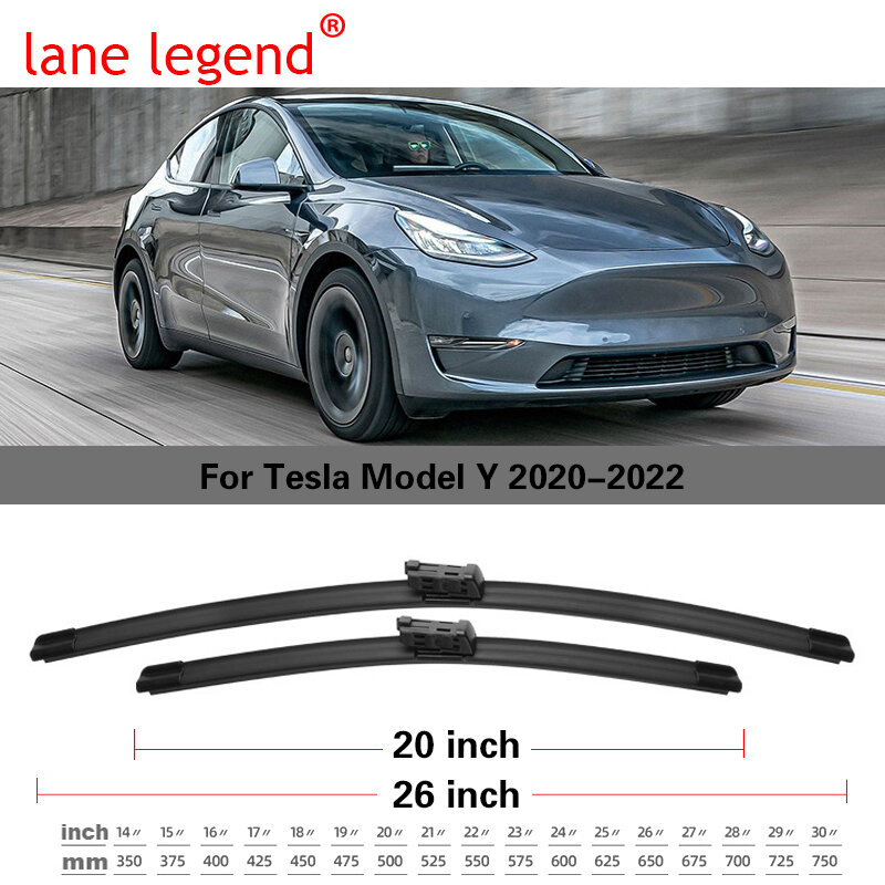2x per Tesla Model Y 2020 2021 2022 spazzole tergicristallo spazzole accessori auto pulizia parabrezza gomma senza telaio disossata universale