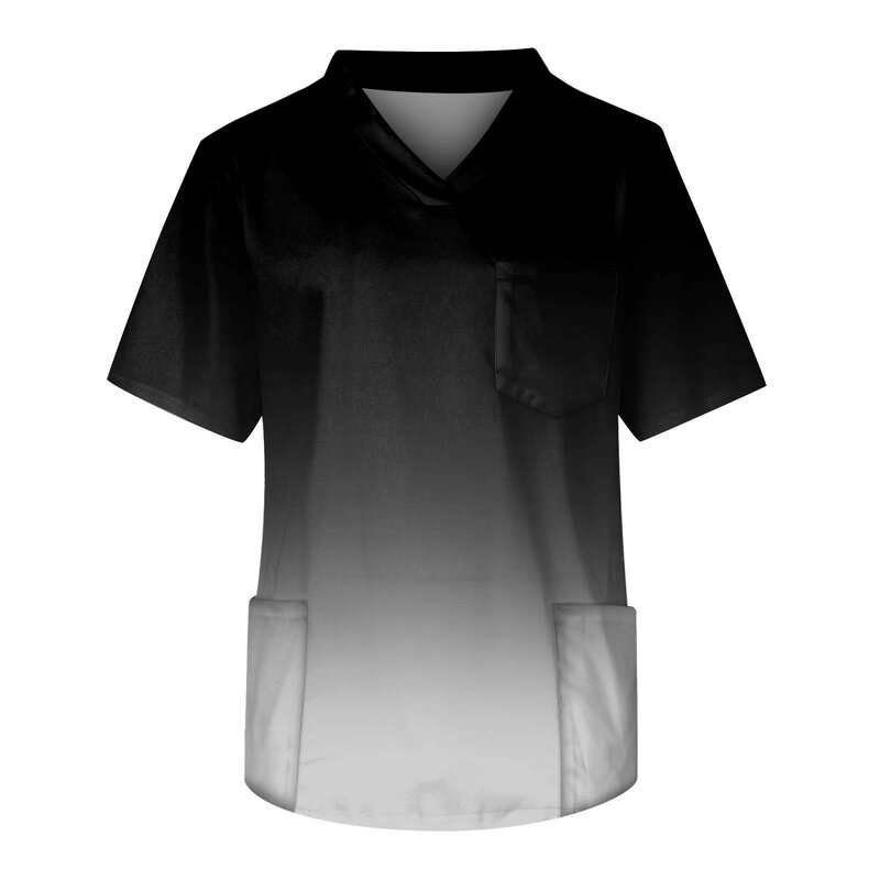 Herren Kurzarm V-Ausschnitt Farbverlauf Druck Brusttasche Carer Top Gesundheits klinik Kleidung Pflege Uniform Sommer übergroße T-Shirts