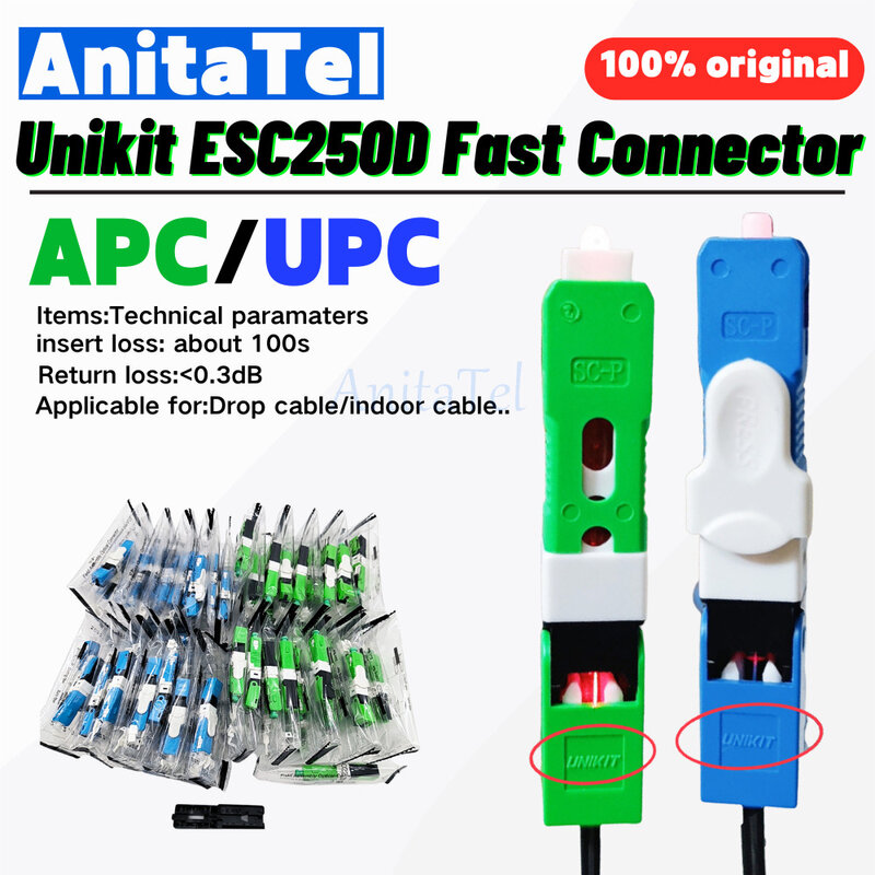 Unikit-신제품 ESC250D 광섬유 고속 커넥터, SC/APC SC/UPC SM 단일 모드 광섬유 퀵 커넥터 FTTH 광학 도구