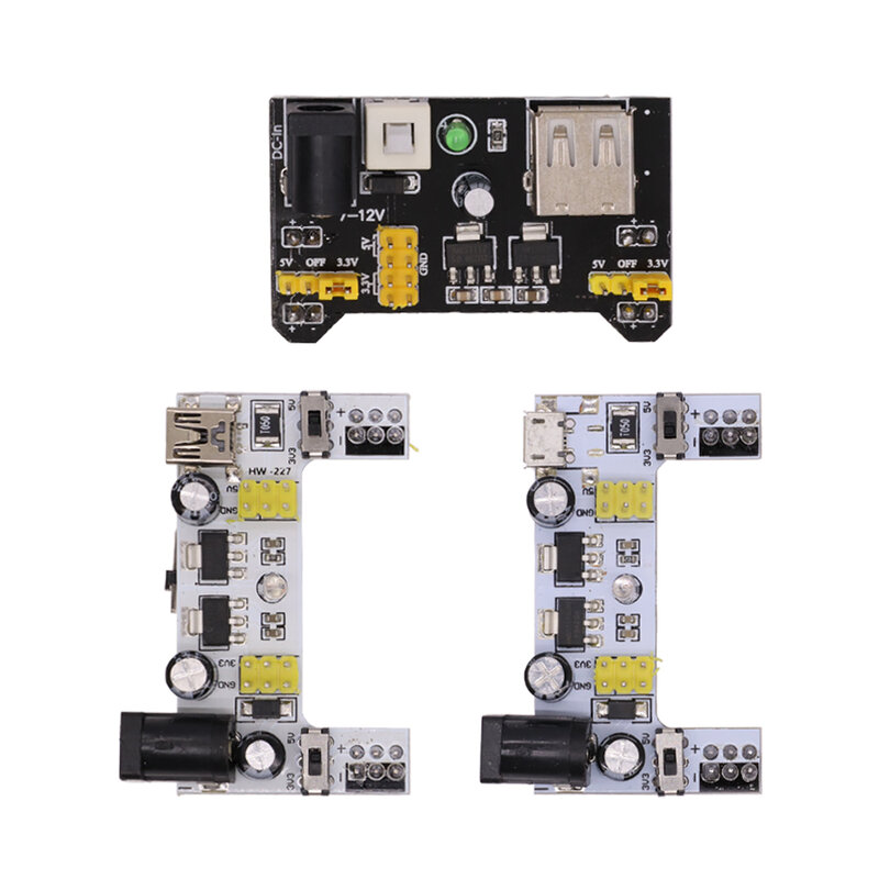 Mini placa de ensaio mb102 módulo de fonte de alimentação com micro usb para arduino kit diy dc branco placa de 2 canais 7-12v