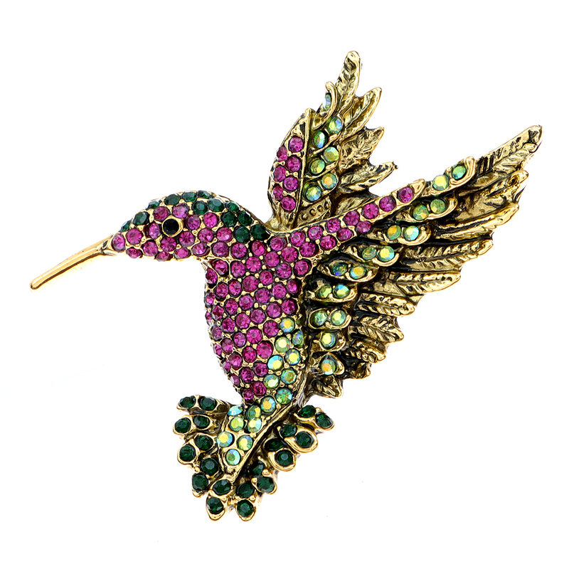 Broche de colibrí colorido con diamantes de imitación de CINDY XIANG, broches de animales para mujer, accesorios de moda de Corea, venta al por mayor directa de fábrica