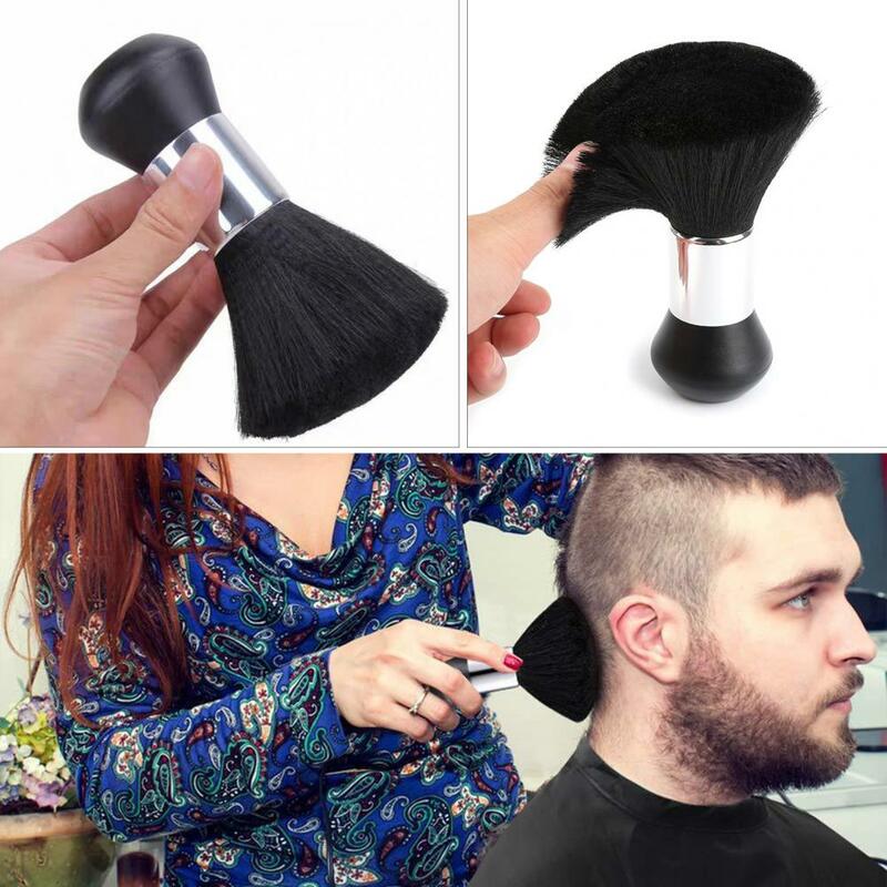 Brosse à barbe noire pour salon de coiffure, plumeau doux pour le cou et le visage, brosse à cheveux pour livres, outils de maquillage, coupe de coiffure, 1PC