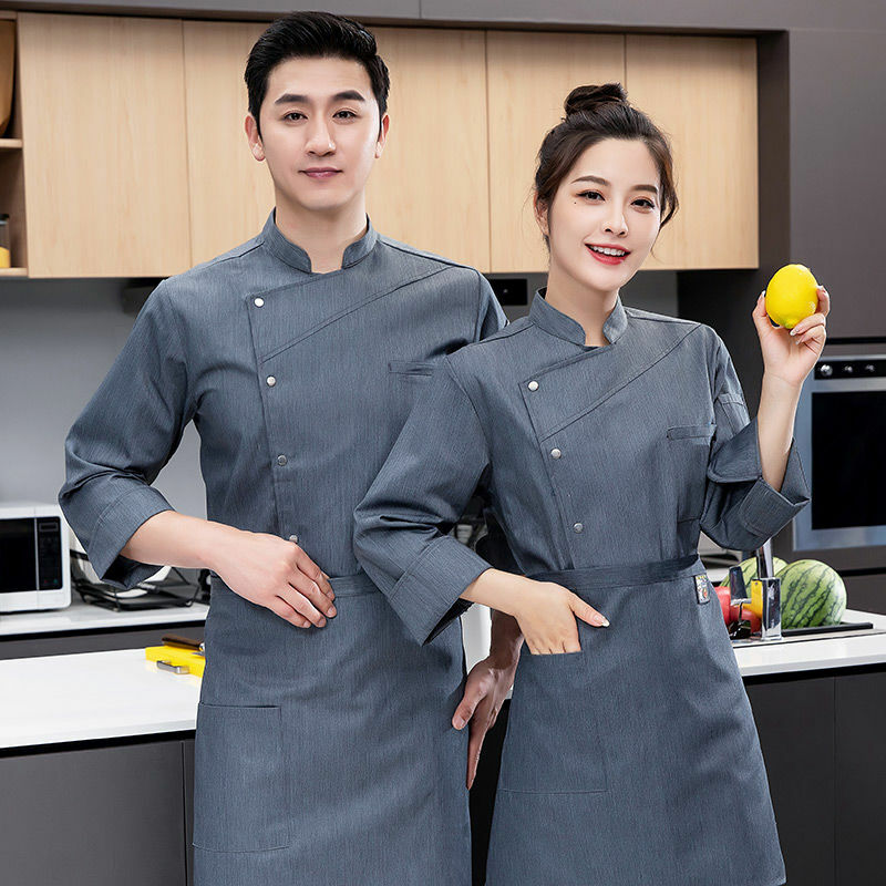 Giacca da cuoco bianca manica lunga uniforme da cuoco cappotto da cuoco t-shirt da cuoco Baker uniforme da lavoro cameriere ristorante abbigliamento da Hotel Logo donna