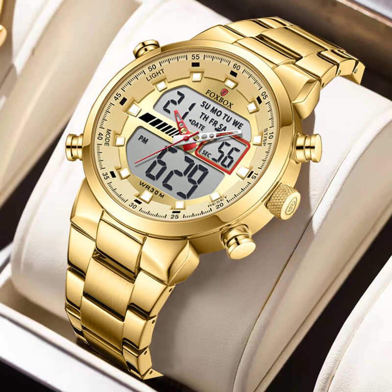 LIGE-Relógios masculinos de quartzo, marca de topo, negócios, luminoso, impermeável, relógio, pulseira de aço completa, relógios de pulso masculinos