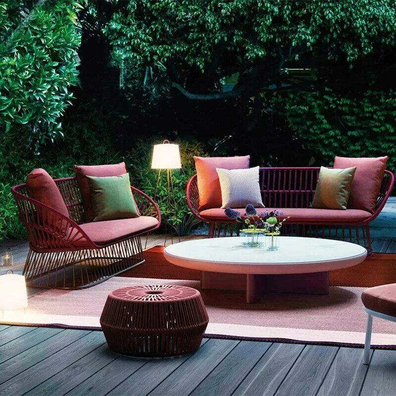 Outdoor rain-proof leisure rattan chair coffee table set furniture villa living room balcony outdoor sofa courtyard garden