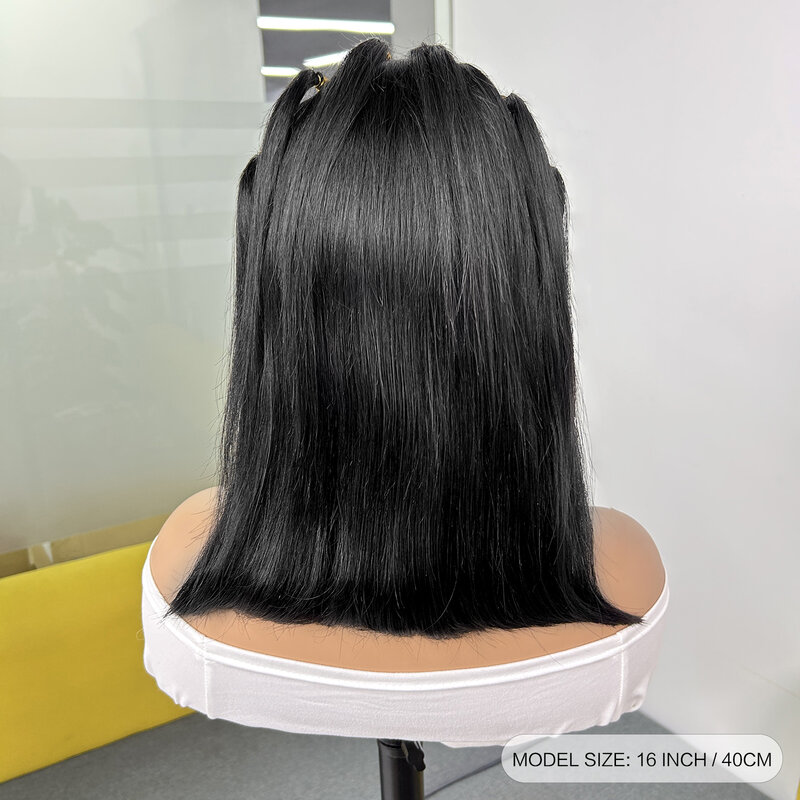 Прямые человеческие волосы боб с косами для женщин 10-18 дюймов 13x4, фронтальные натуральные черные бразильские волосы Remy, парик