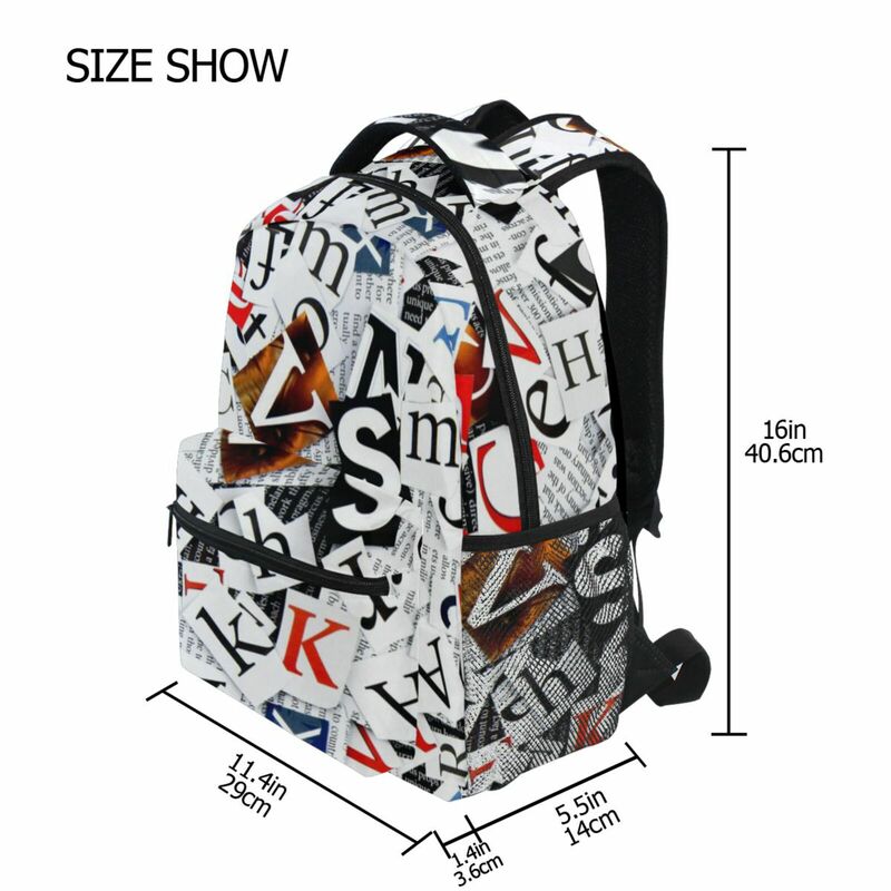 Children's schoolbag Youth backpack Newspaper letter printing backpack cute and suitable for boy girl  laptop bag Back to school