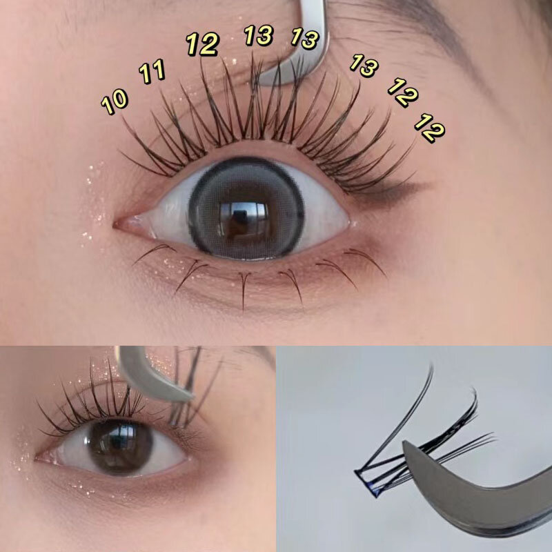 10 baris bulu mata palsu alami DIY bulu mata lembut Manga ekstensi bulu mata pemula bulu mata harian peralatan rias