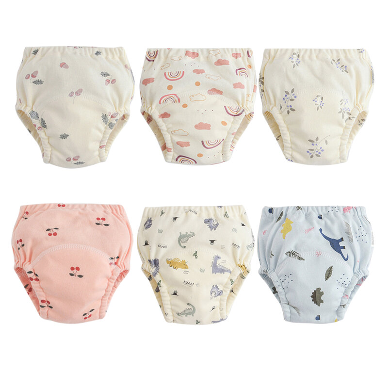 Baby Kids Cotton Potty Training Panties Cloth Diapers Panties 6 layers Toddler Reusable Washable Pants for Toilet Potty Training
