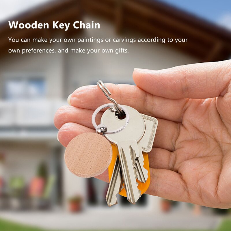 10 قطعة فارغة مستديرة خشبية مفتاح سلسلة Diy بها بنفسك الخشب سلاسل المفاتيح مفتاح العلامات يمكن Diy بها بنفسك الهدايا 40X40mm