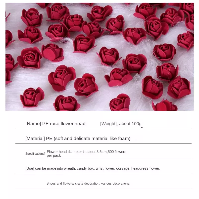500 шт., искусственные розы из пенополиэтилена, 3,5 см