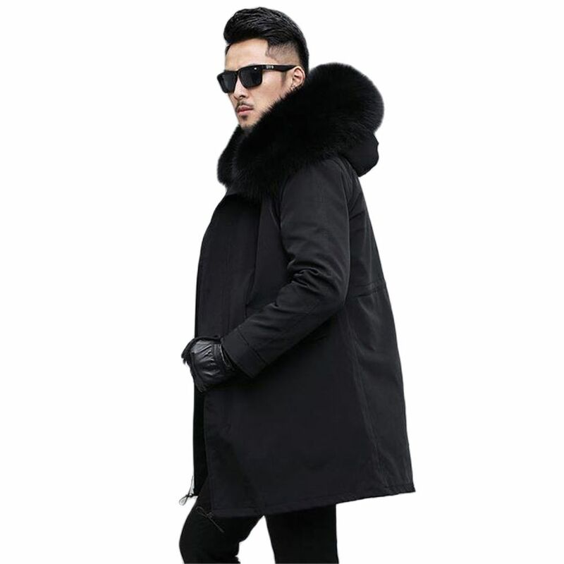 Лидер продаж 2024, Зимняя Мужская парка, толстое хлопковое пальто, пальто с большим капюшоном из искусственного меха енота для сохранения тепла, женская одежда