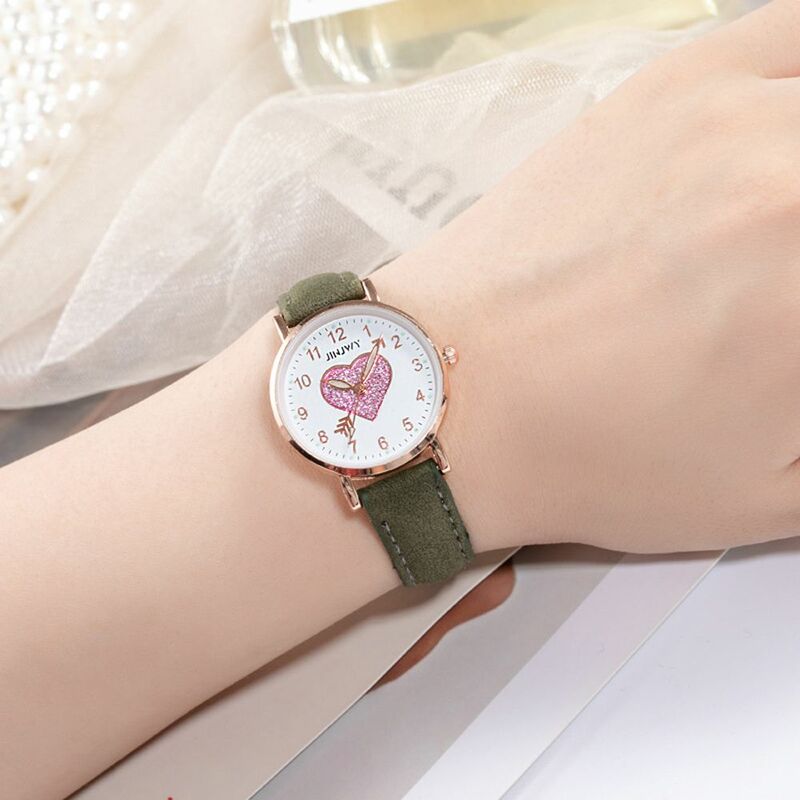 Herz Muster Kleid Accessoire Ins Stil kleines Zifferblatt Frauen Uhr Leder Gürtel Uhren Quarzuhr koreanischen Stil Armbanduhren