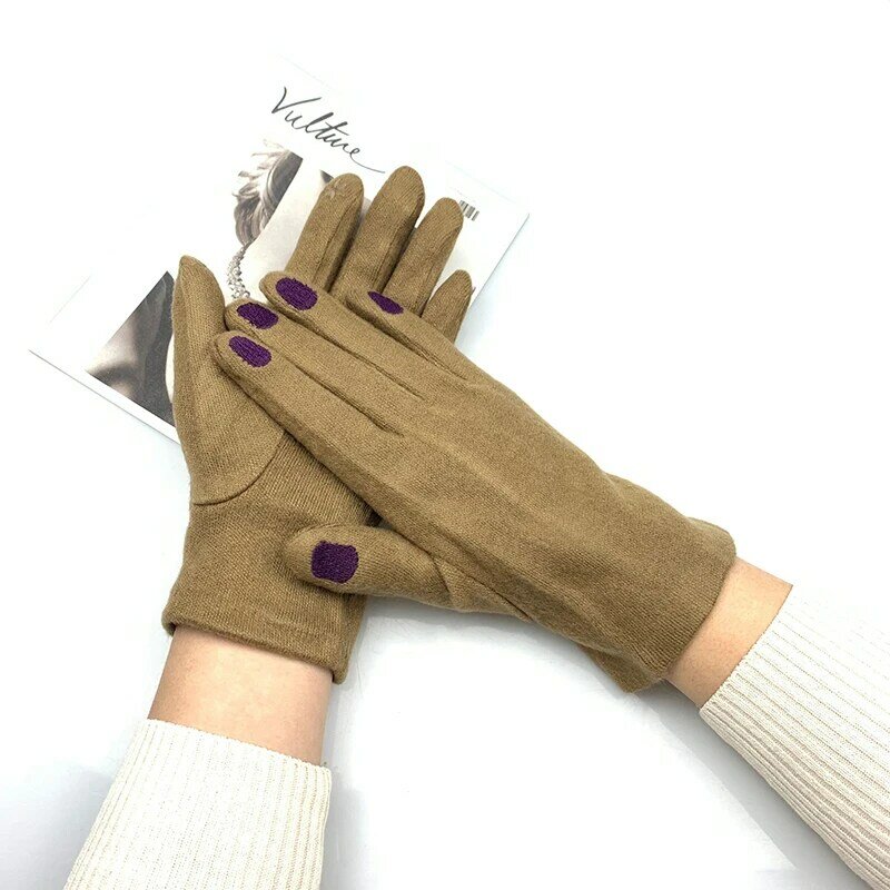 Vrouwen Creatieve Nagellak Borduren Handschoenen Grace Lady Fashion Vintage Rijden Volledige Vinger Wanten Meisje Touch Screen Warme T124A