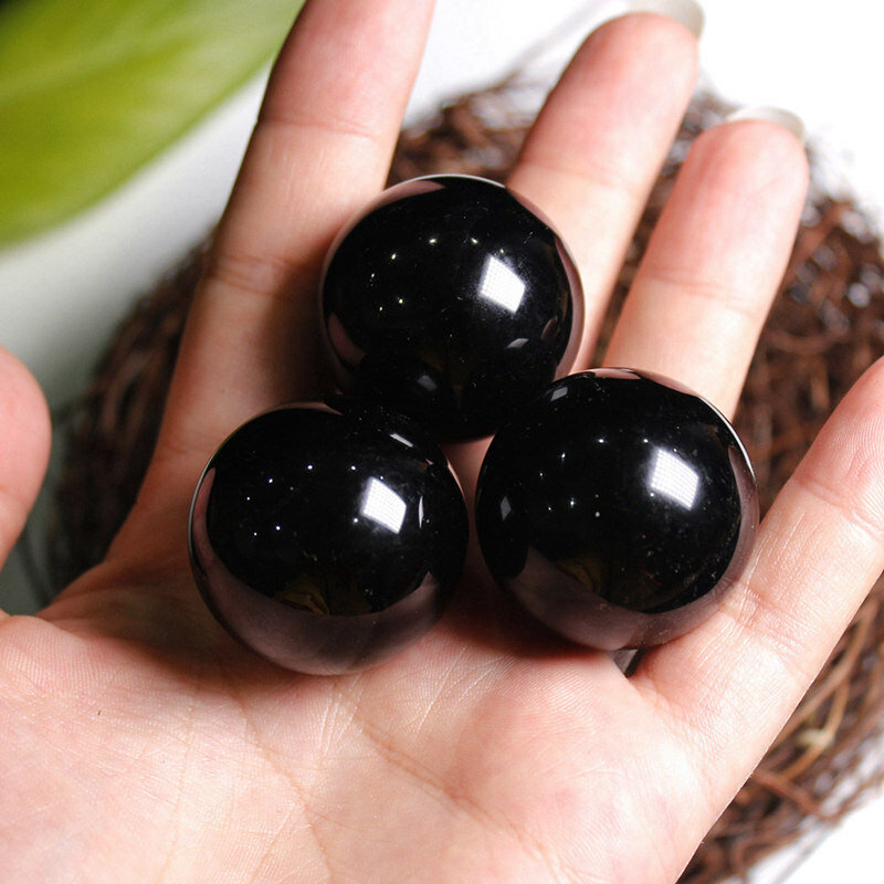 40mm esfera de pedra de cristal de quartzo obsidian preto natural com/suporte reiki cura pedra preciosa mineral rocha feng shui bola decoração presente
