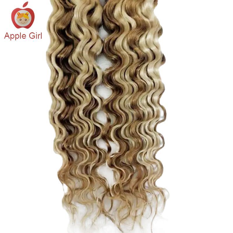 27/613 Color Loose Deep Wave  And Deep Wave Highlight Human Hair 18 To 30 Inch For Braiding  613# Blonde Remy  Hair Bulk No Weft
