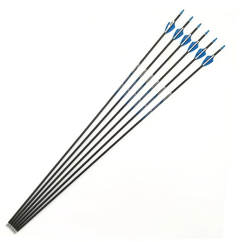 Pure Carbon Archery Spine Arrow, Vanes Plásticas, Recurvo Composto Bow Shooting, ID 4.2mm, 1.75 ", 400-1000