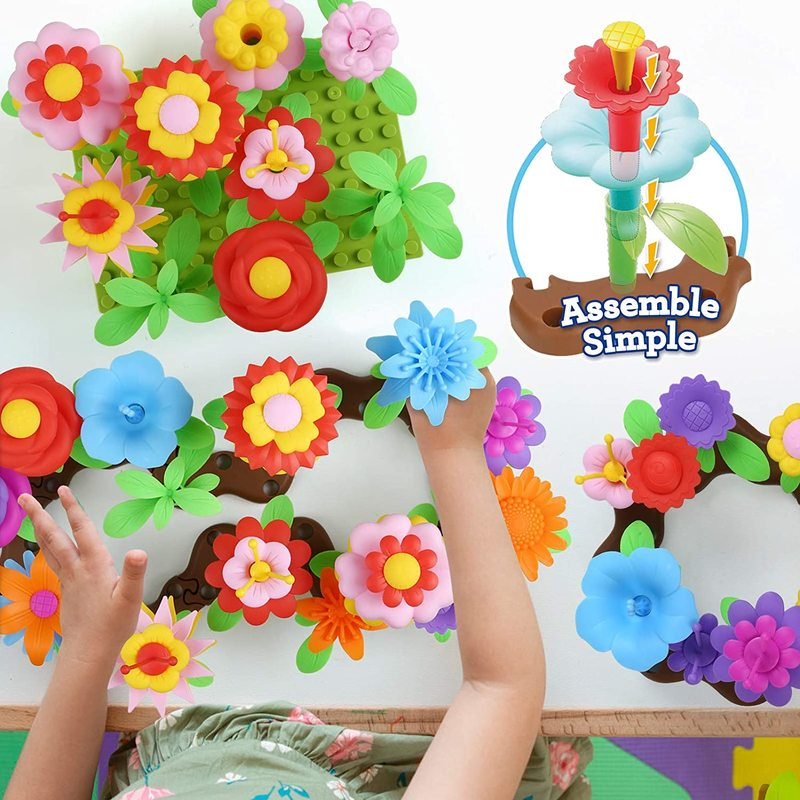 Arreglo de flores para niños, juguetes creativos para niños, 104 unids/set, juego de flores para jardín