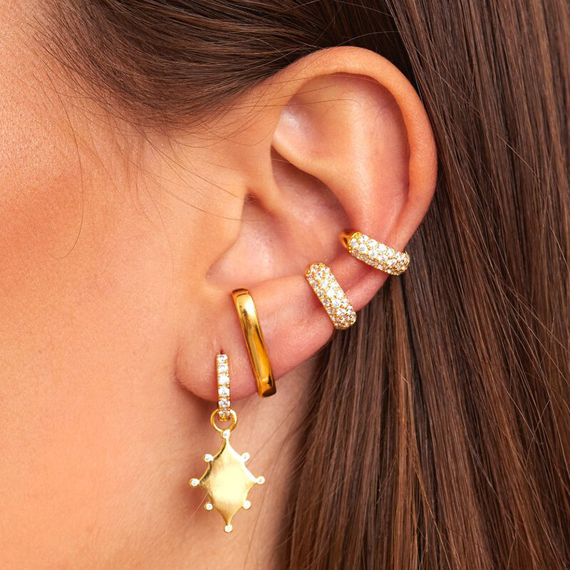 TIANDE Gold Überzogene Clip Ohrringe für Frauen CZ Zirkon Gefälschte Piercing Ohr Manschette frauen Ohrringe 2022 Mode Schmuck Großhandel