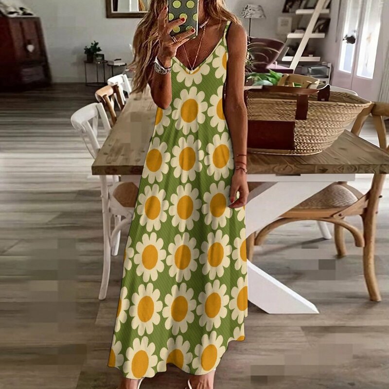 Groovy Daisy Sleeveless Dress clothes for woman birthday dress for women long sleeve dress luxury woman party