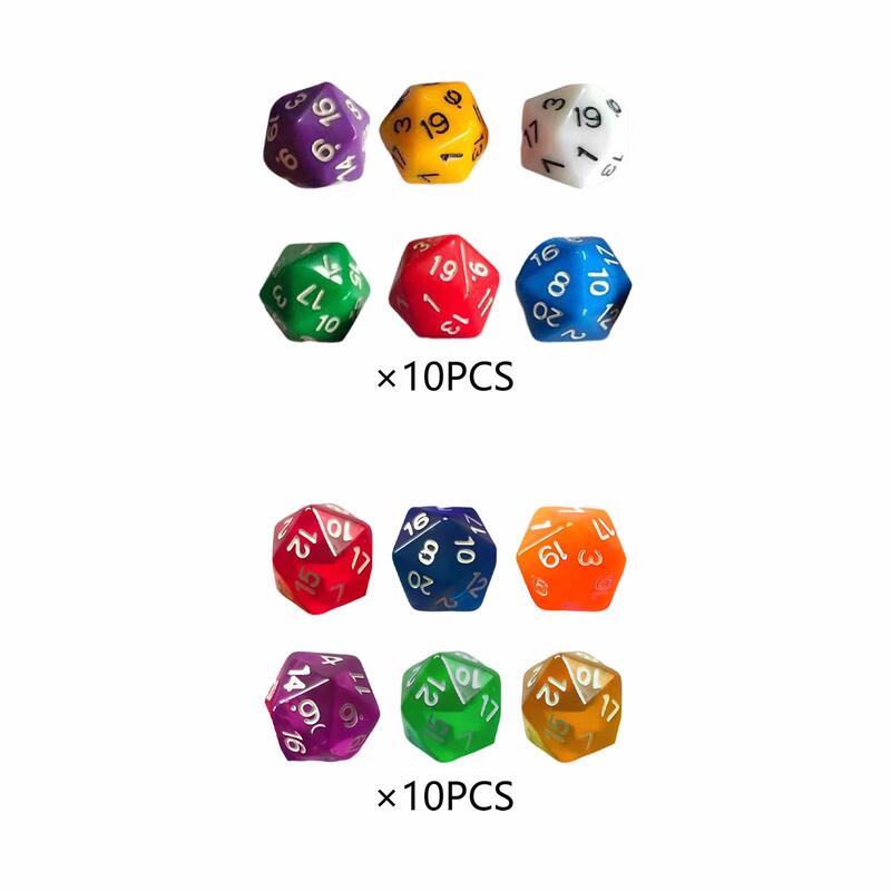 D20 Dados Poliédricos para Role Playing, Dados Multi-Sided, Party Game, Table Game Card, 20mm, 60Pcs