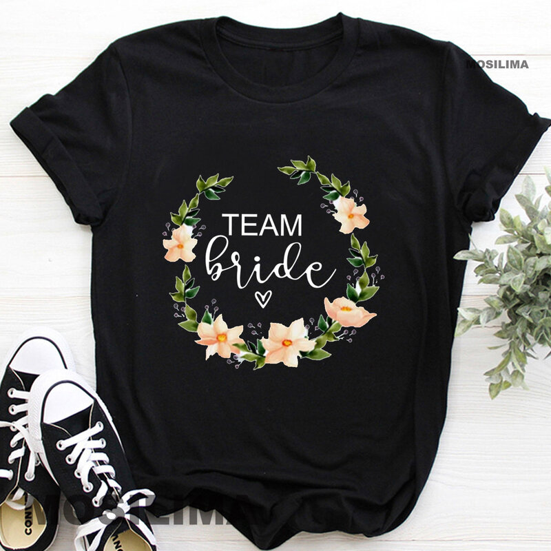 Team Bruid Bachelorette Wedding Party Vrouwen Evjf Tee Shirt Casual Dames Basic O-Kraag Roze Korte Mouwen T-shirt Meisje MOS001